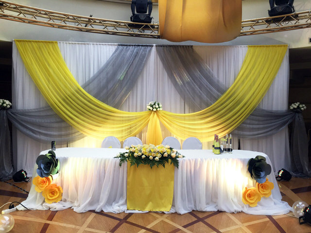 Оформление свадьбы в серо-желтом цвете (ресторан Le Dome) 3