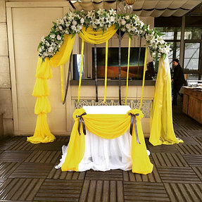 Оформление свадьбы в серо-желтом цвете (ресторан Le Dome) 7