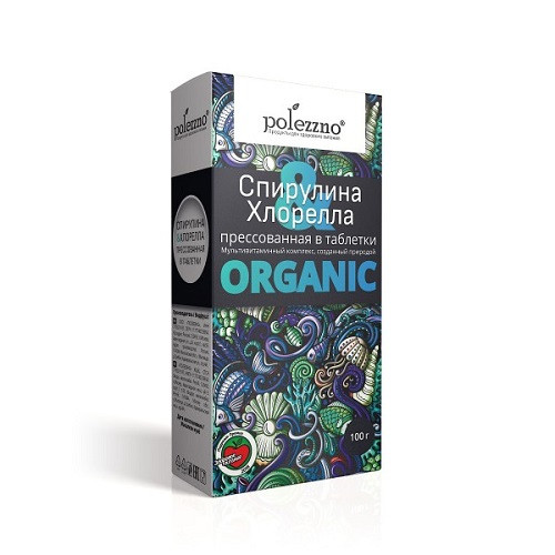Polezzno Спирулина и хлорелла, таблетки, 100 гр
