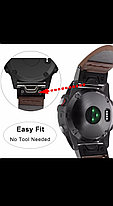 Ремешок кожаный коричневый 26мм для Garmin Fenix3, Fenix5X, Fenix5X plus, Fenix6X, Fenix6X pro, фото 3