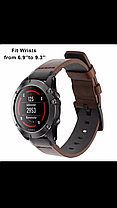 Ремешок кожаный коричневый 26мм для Garmin Fenix3, Fenix5X, Fenix5X plus, Fenix6X, Fenix6X pro, фото 2