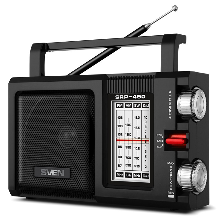 SVEN SRP-450 радиоприемник мощность 3 Вт (RMS), FM/AM/SW, черный