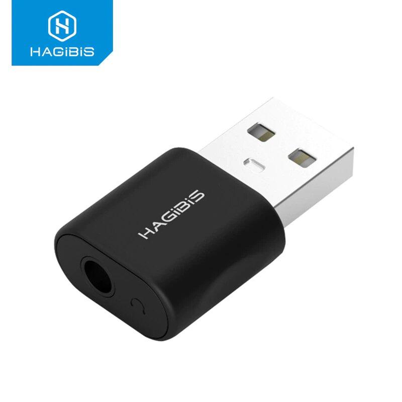 USB звуковая карта HAGIBIS, USB - 3.5mm jack audio, для ПК и Ноутбуков, Наушники + микрофон 2в1