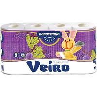 Полотенца бумажные в рулонах Veiro "Classic", 2-слойные, 12,5м/рул, тиснение, белые, 4шт.