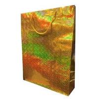 Пакет голографичекий  с 3D эффектом,  цвет золото, размер 33 х 43 х 10 см