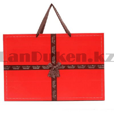 Пакет подарочный большой 47см х 36см х 15см прямоугольной формы красный цвет с бантиком - фото 4 - id-p83770855
