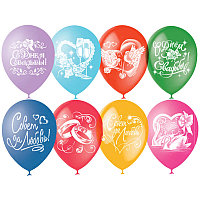 Воздушные шары 50шт M12/30см "Свадебная тематика", пастель+декор арт.4690296040888