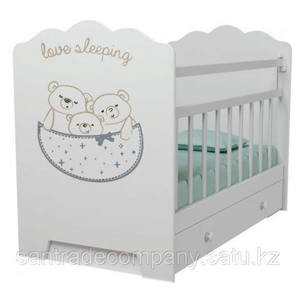 Манеж кровать Love Sleeping(маятник+ящик),белый,беж.(без колес)