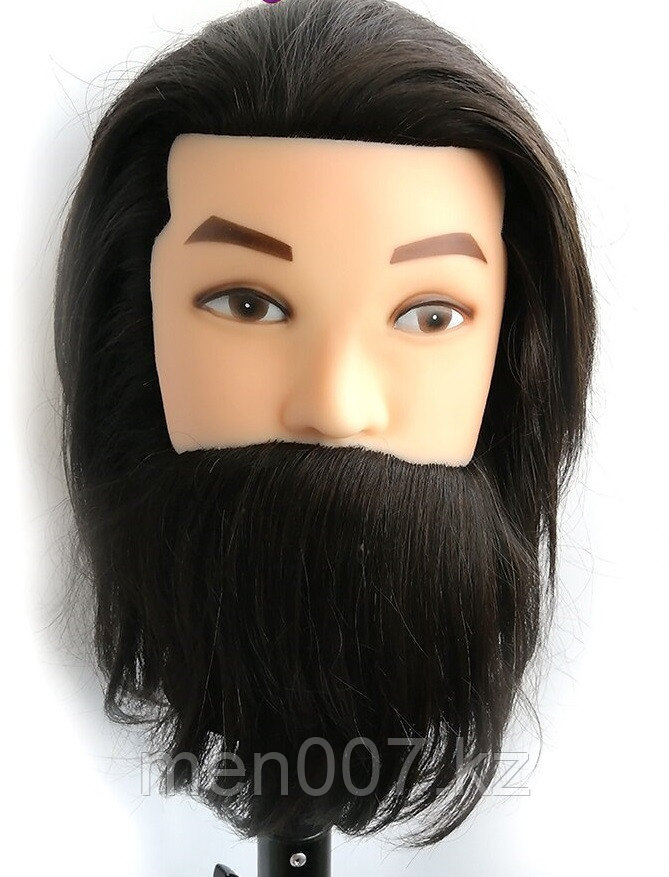 Манекен головы мужской 100% натуральный волос (брюнет), фото 1