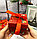 Подарочная коробка S(10х10х10) квадратная в новогодней тематике красного цвета с красной лентой елочка, фото 2