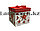 Подарочная коробка M(15х15х15) квадратная в новогодней тематике белого цвета с красной лентой игрушки звезда, фото 5