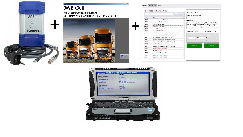 Daf VCI 560+ диагностка + Dev tool + Devik+ ноутбук профессиональный диагностический