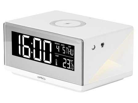 Часы с беспроводным зарядным устройством Rombica Timebox 2, белый, фото 1