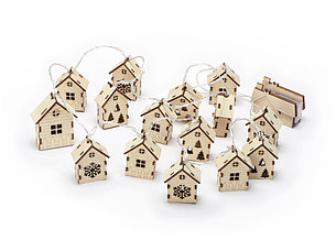 Елочная гирлянда с лампочками Зимняя сказка деревянная, фото 1