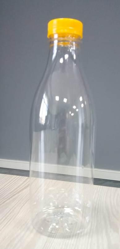 Бутылка 1Л 38мм прозрачная круглая+крышка (100шт, ДШВ 92*78*26см, 3,2кг)(ВД 250х84мм)