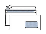 Конверт Е65 KurtStrip (110х220 мм, белый, удаляемая лента, внутренняя запечатка, правое окно 45х90 мм)