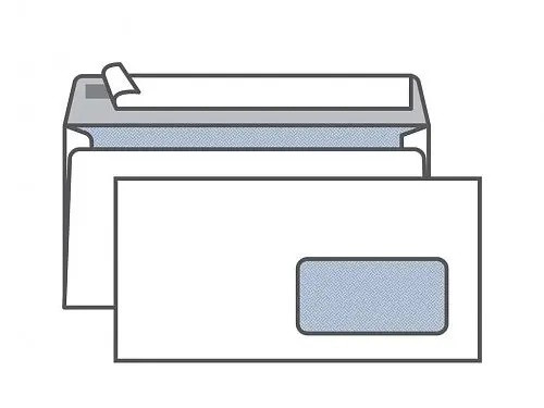 Конверт Е65 KurtStrip (110х220 мм, белый, удаляемая лента, внутренняя запечатка, правое окно 45х90 мм) - фото 1 - id-p83795550