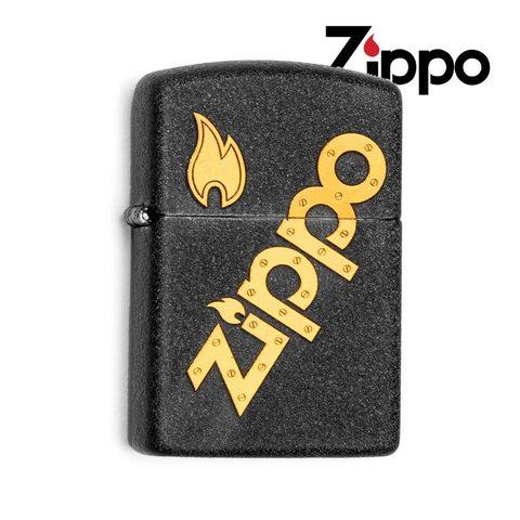 Зажигалка бензиновая ZIPPO (Большой логотип на черном) - фото 1 - id-p83876358