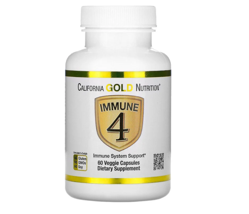 California Gold Nutrition, Immune4, средство для укрепления иммунитета, 60 растительных капсул