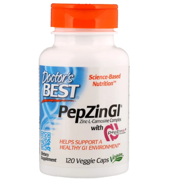 Doctor's Best, PepZin GI, комплекс цинк-L-карнозина, 120 растительных капсул - фото 1 - id-p83892627