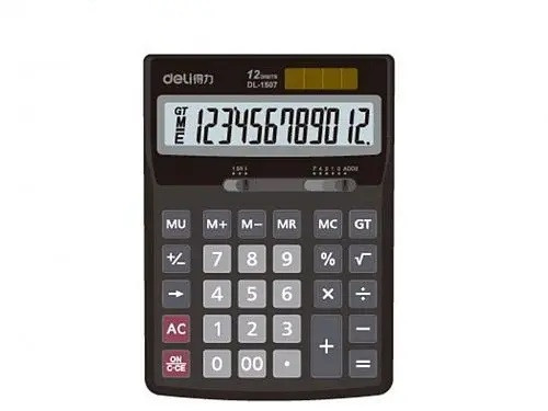 Калькулятор настольный DELI "1507" (12 разрядный, Gray) - фото 1 - id-p83795955