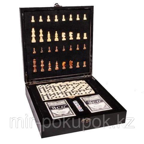 Подарочный набор: шахматы, покер, домино «Заядлый игрок» в деревянном кейсе (Шахматы и Домино) - фото 4 - id-p83905647