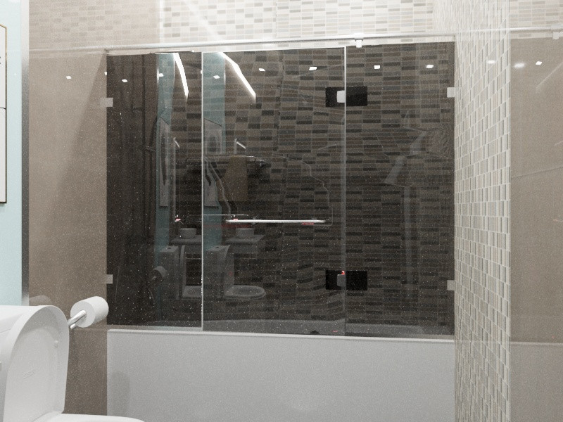 Стеклянная перегородка на ванну прямая графит КС-170Р - фото 1 - id-p83908114