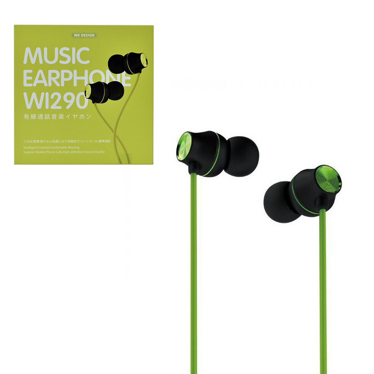 Гарнитура WK Desing Wi290 Music Earphone , Green