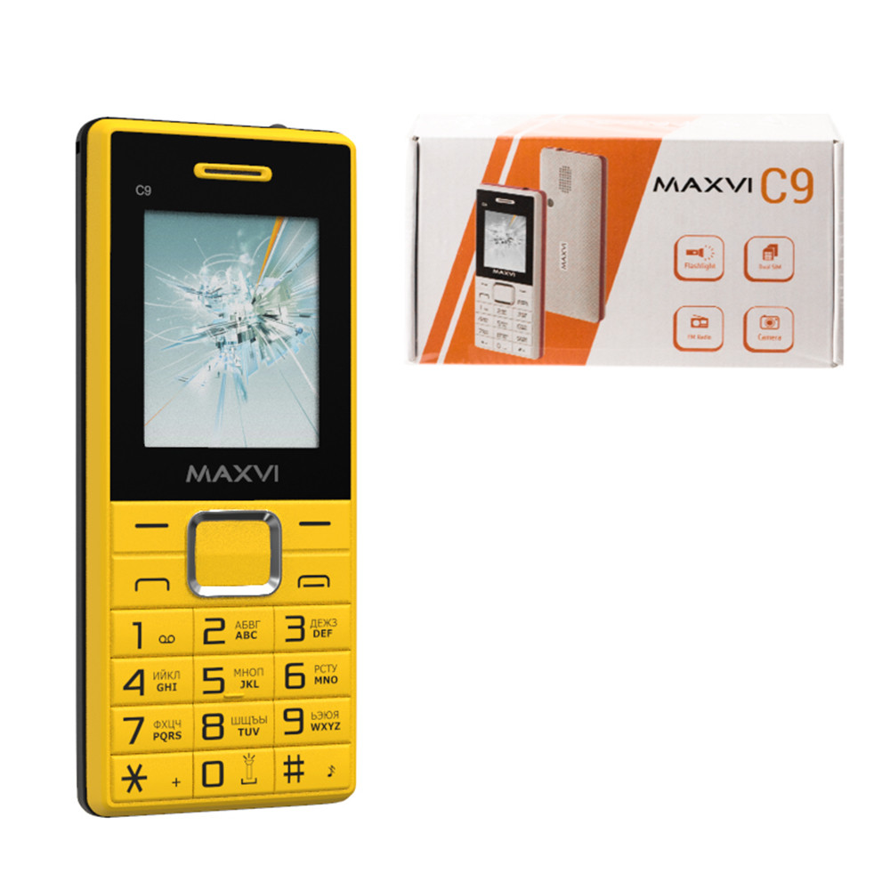 Мобильный телефон Maxvi C9, Yellow/Black