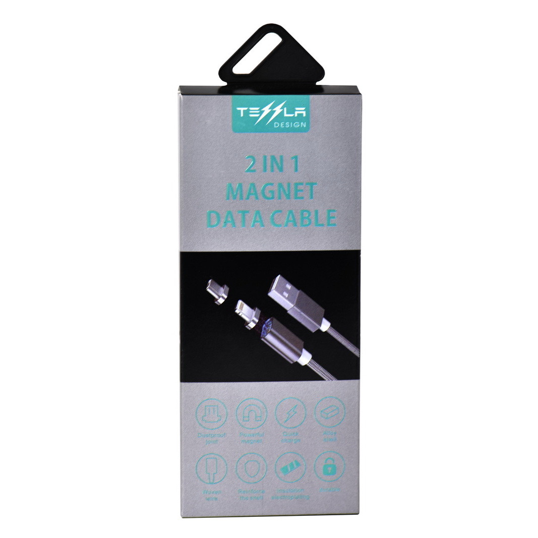 Кабель Magnetic Tessla TL-16 2 in 1 Micro USB / Lightning 1.0m Gray