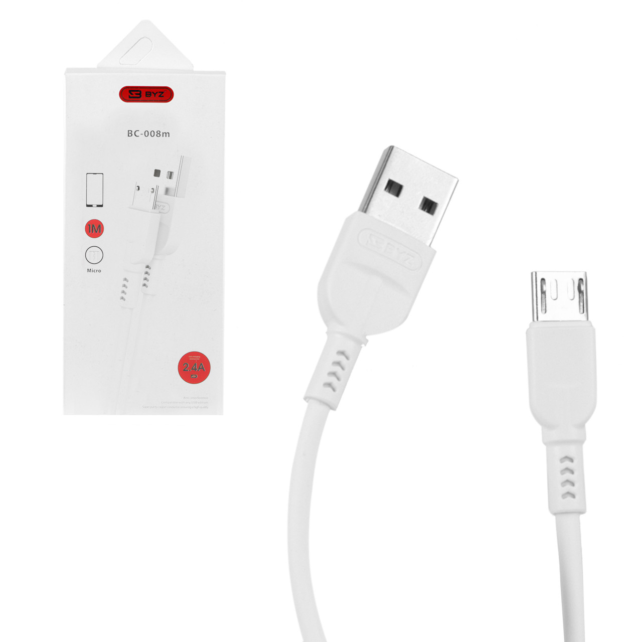 Кабель Micro USB BYZ BC-008m 1m, White