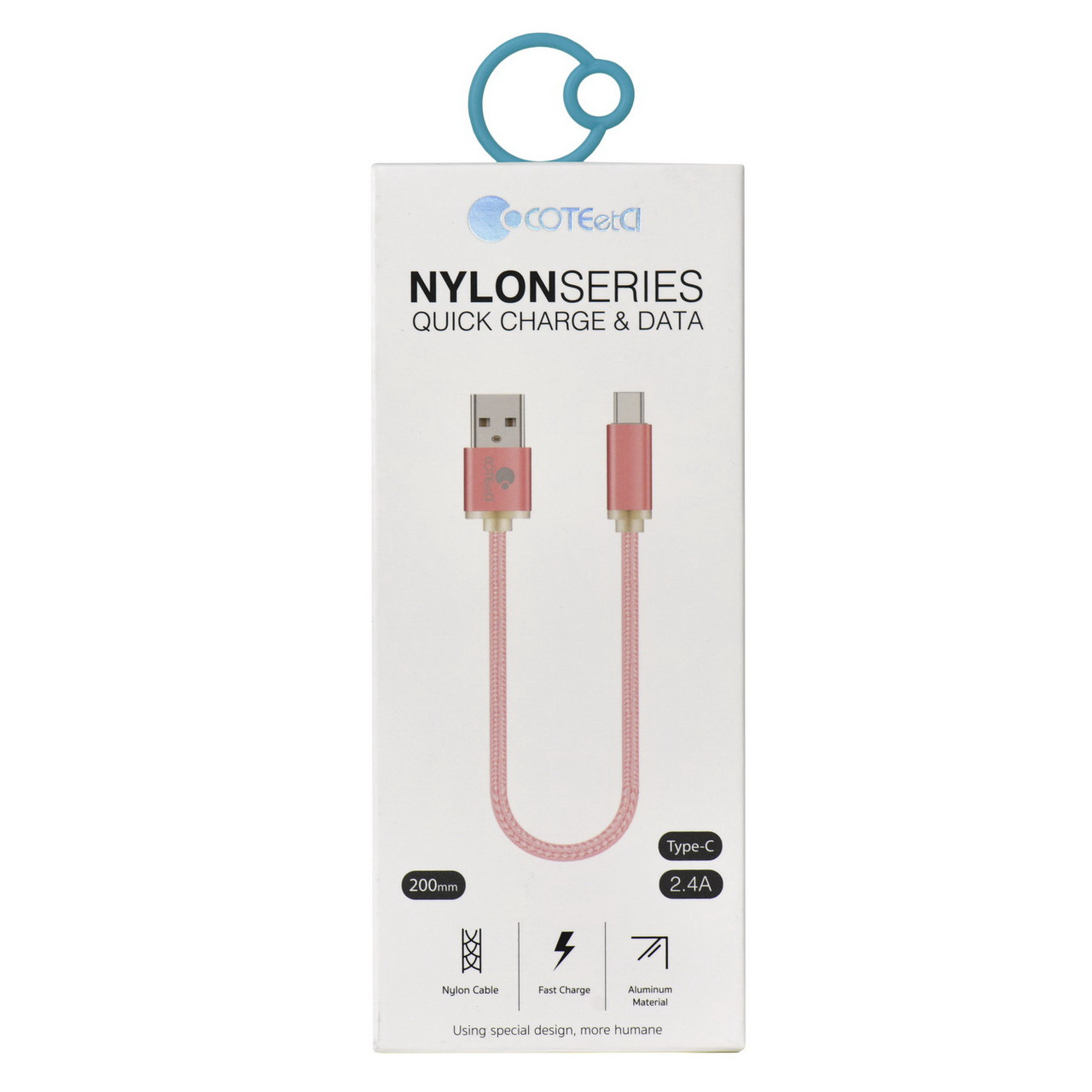 Кабель Type- C COTEetCI Nylon Series M20 CS2128-0.2M-TS 2.4A 0.2m Silver