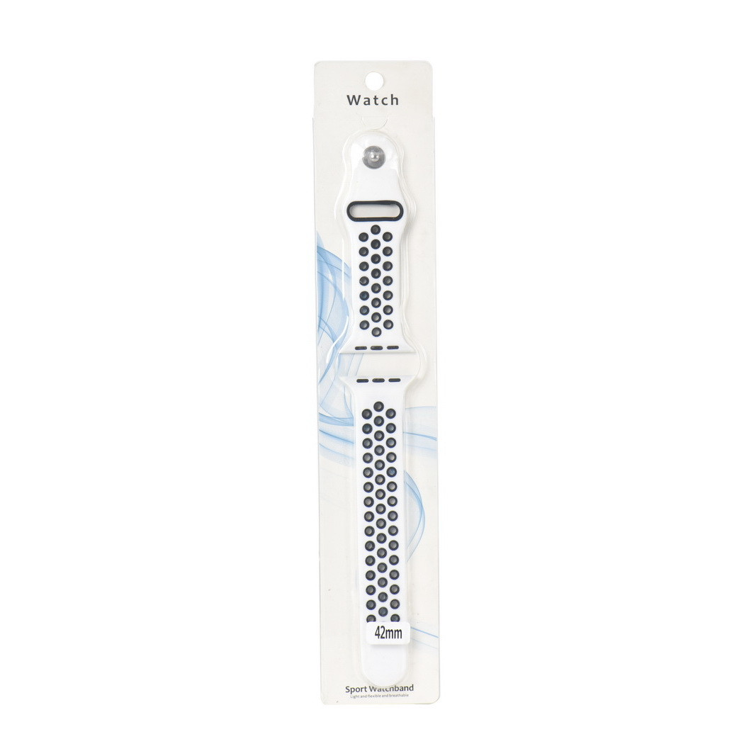 Ремешок For Apple Watch 42mm Sport Watchband Silicone White/Black