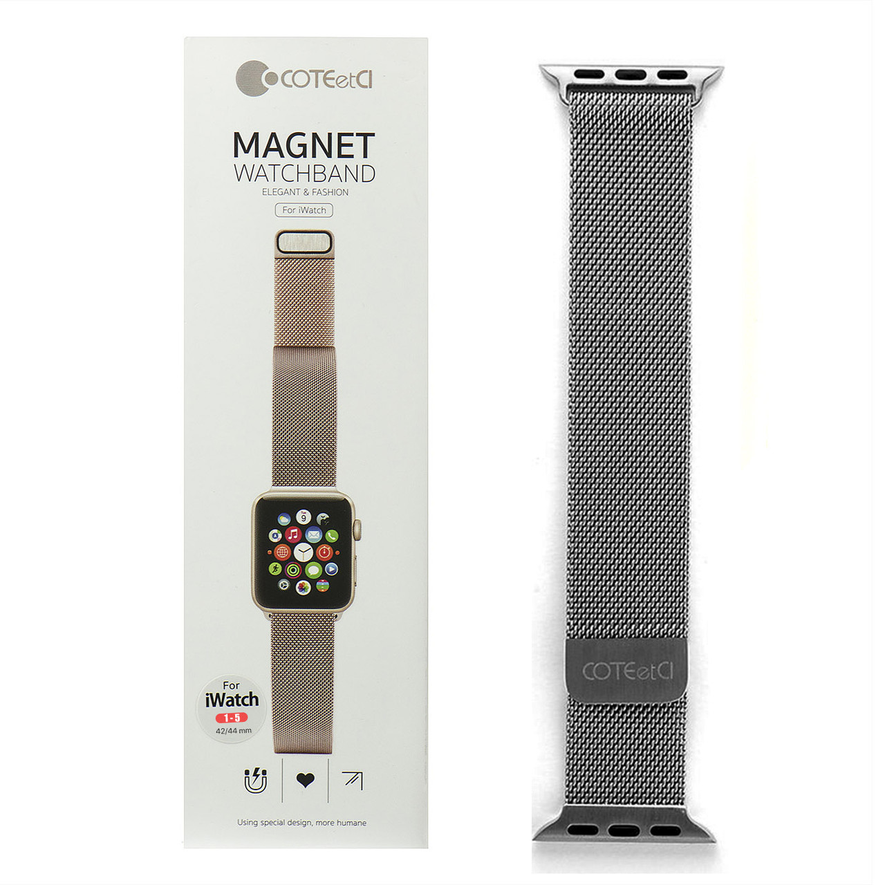 Ремешок For Apple Watch 42mm/44mm COTEetCI W6 WH5203-GY Magnet Band Gray