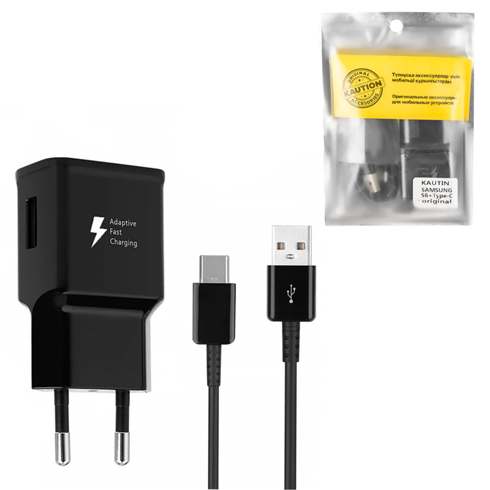 Сетевое зарядное устройство Samsung Caution Alfa 9V-1.6A/5V-2A 1USB c кабелем Type-C Black