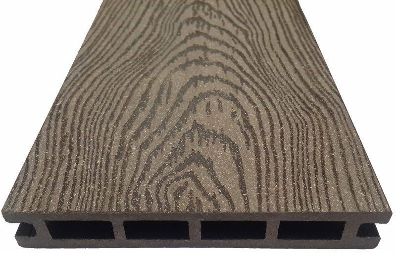 Террасная доска из ДПК марки Holzhof с тиснением "кольца дерева" 22*145*4000 (6000)мм