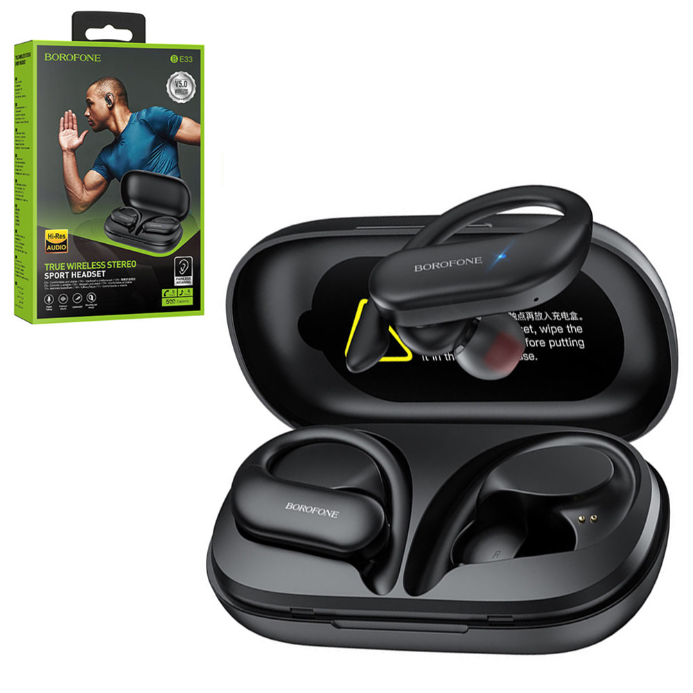 Bluetooth гарнитура Borofone BE33 Sport True Wireless, Black