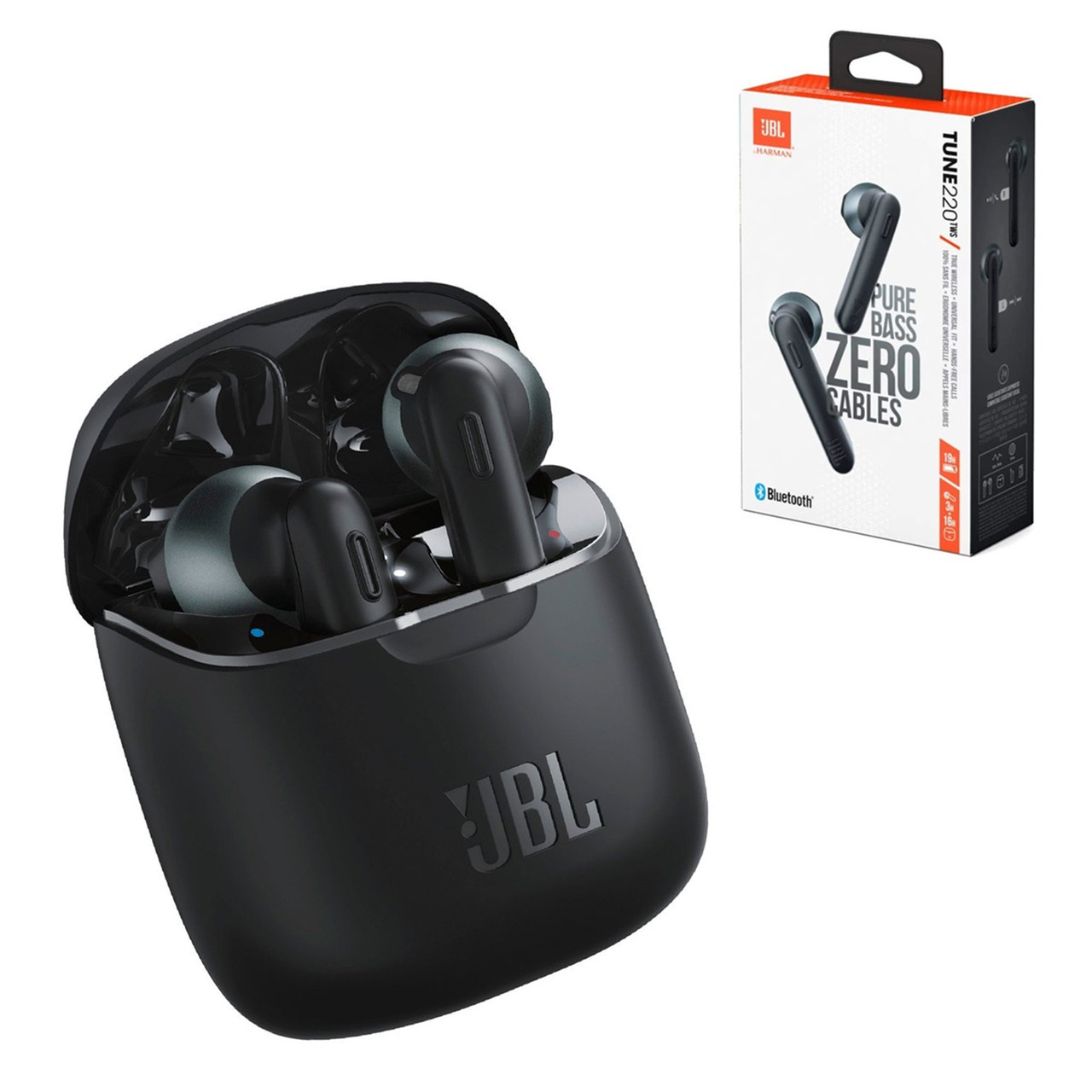 Bluetooth гарнитура JBL Tune220TWS Pure Bass Zero Cables, Black