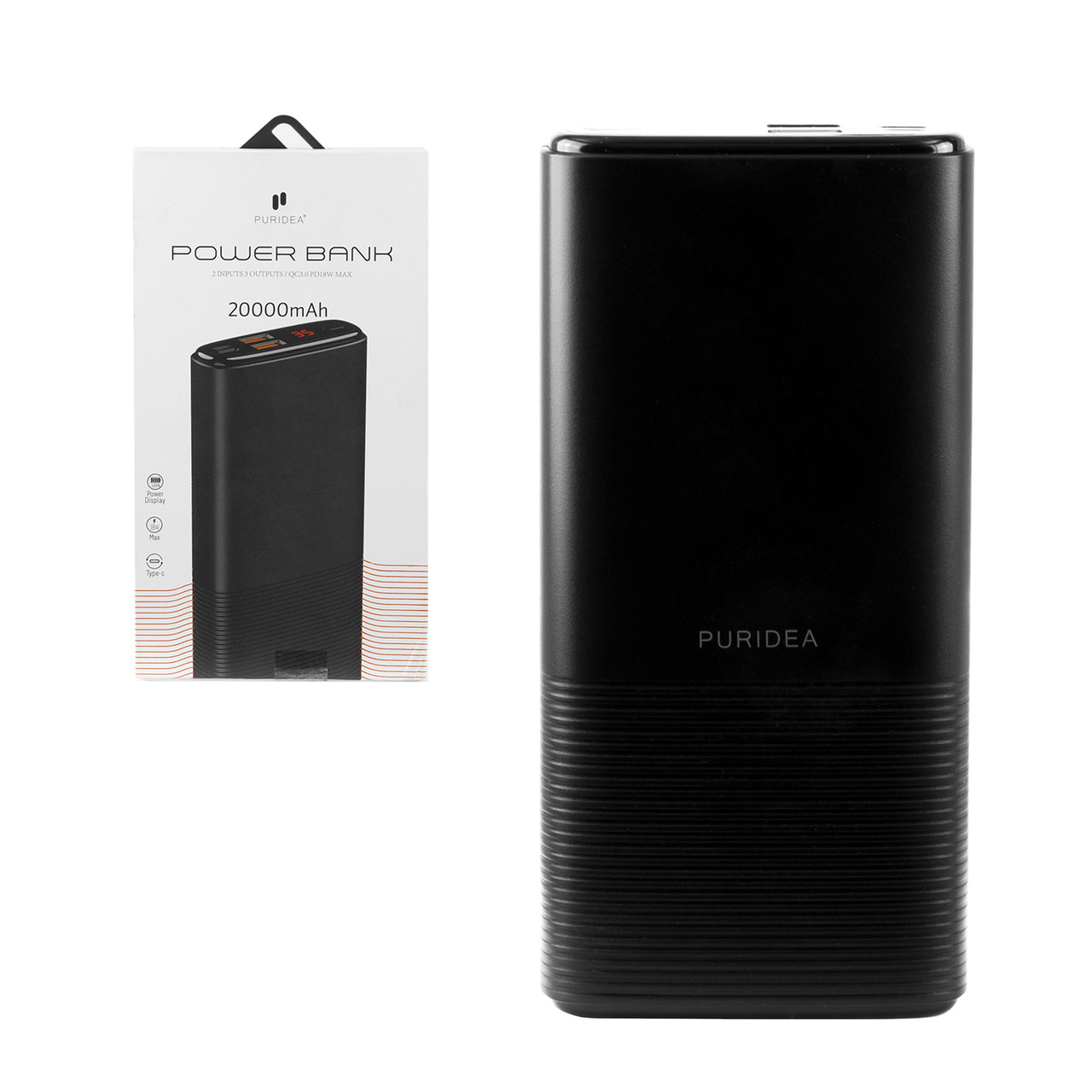 Power bank Puridea S18 20000mAh 2XUSB-Quick Charge 3.0 2XUSB Type-C Black