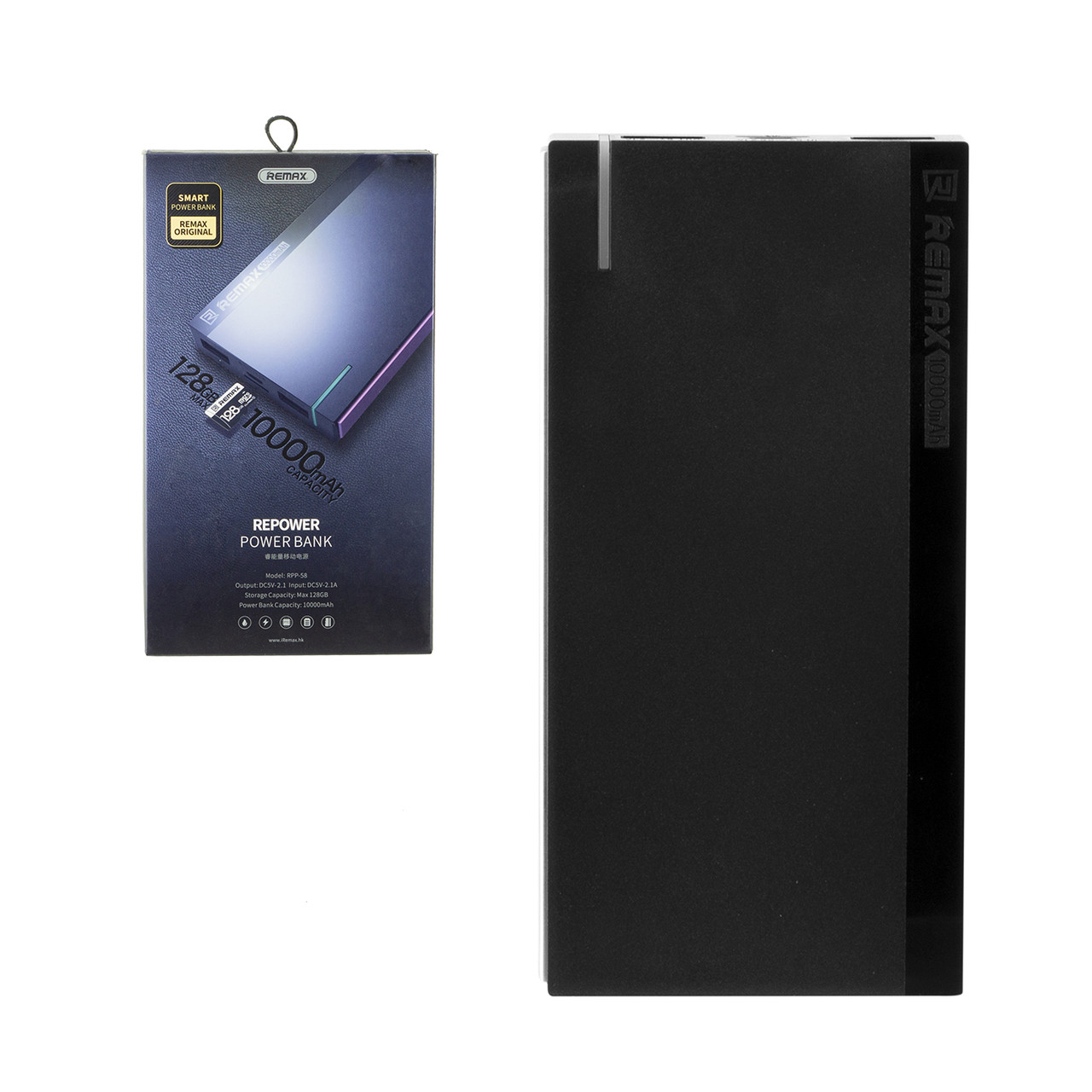 Power bank Remax RPP-58 10000mAh 2XUSB micro SD card slot Black