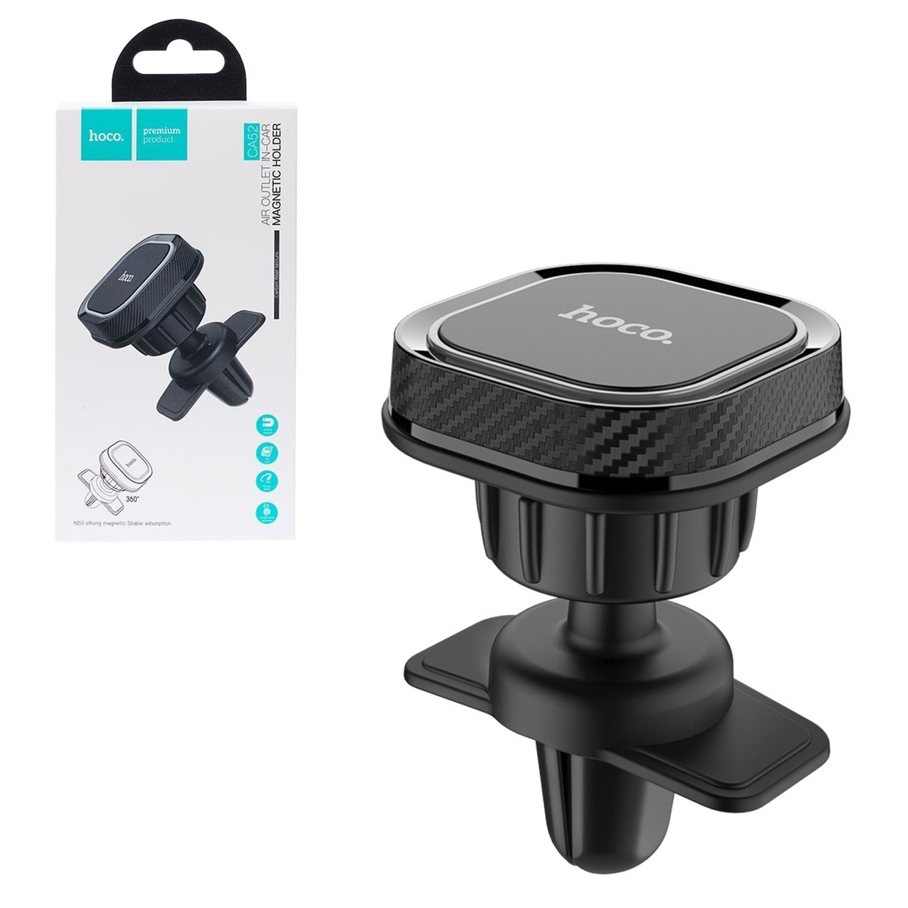 Автодержатель Hoco CA52 Air Outlet IN-CAR Magnetic Holder, Black