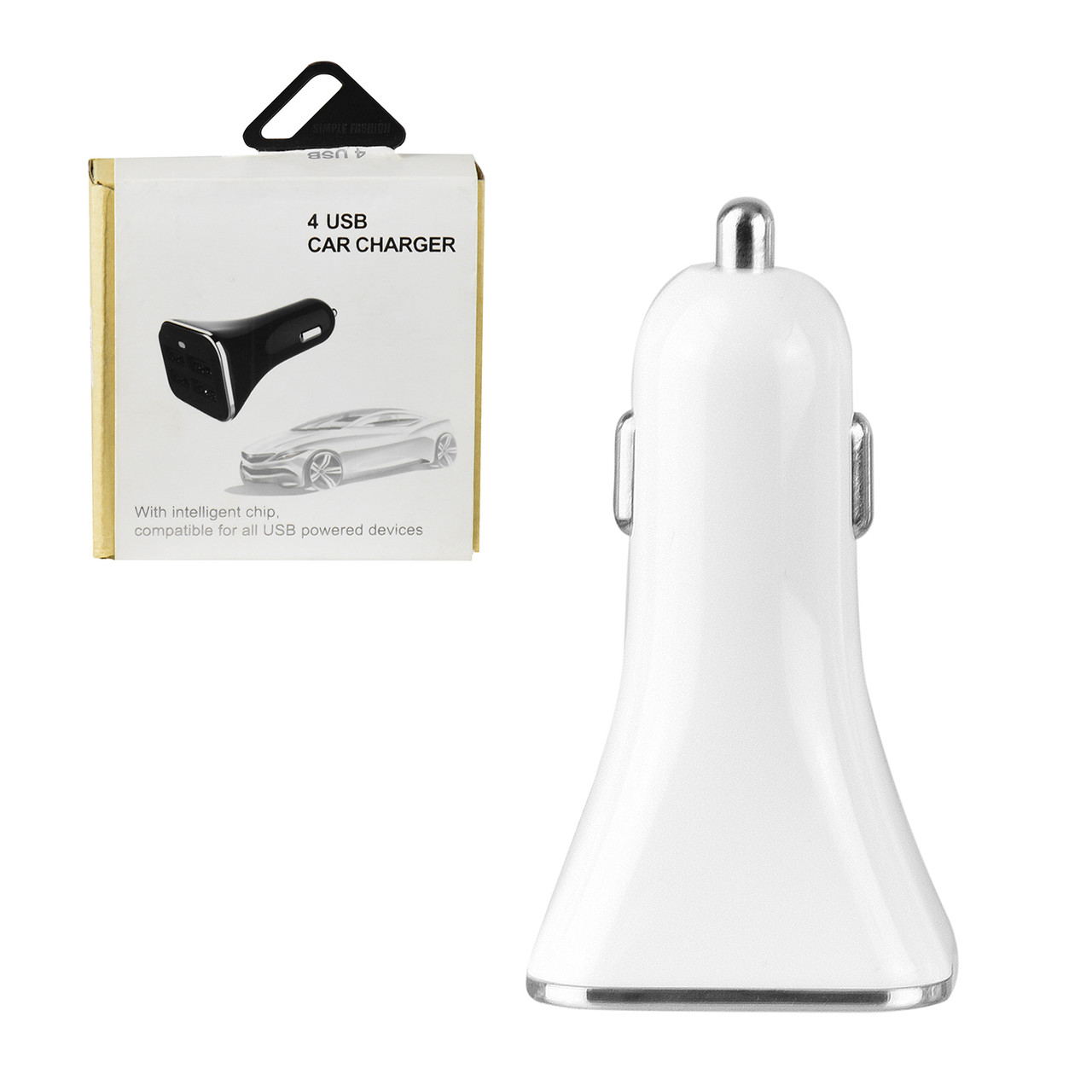 Автомобильное зарядное устройство 5V/5.2A , 4XUSB White