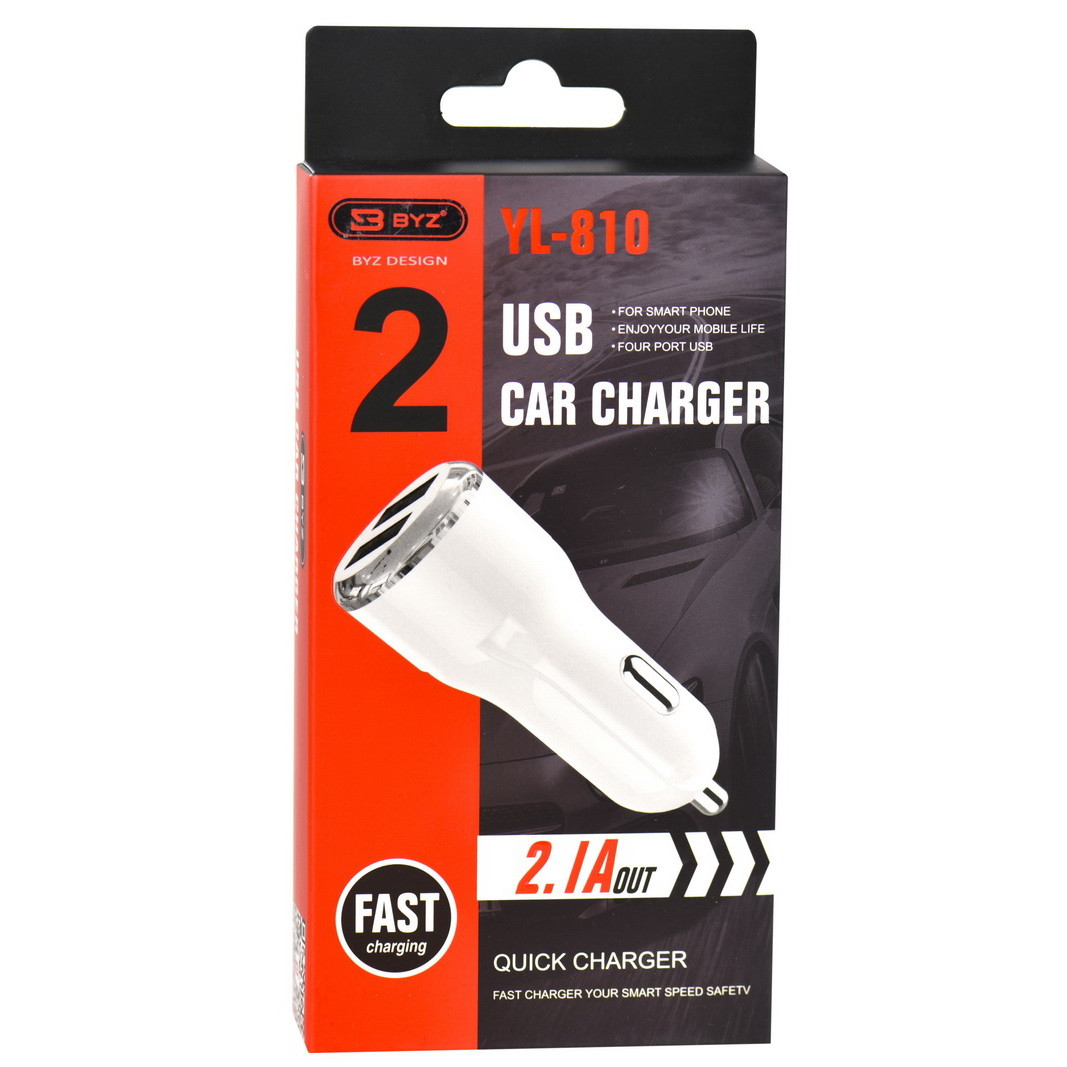 Автомобильное зарядное устройство BYZ YL-810 2.1A - 2XUSB White