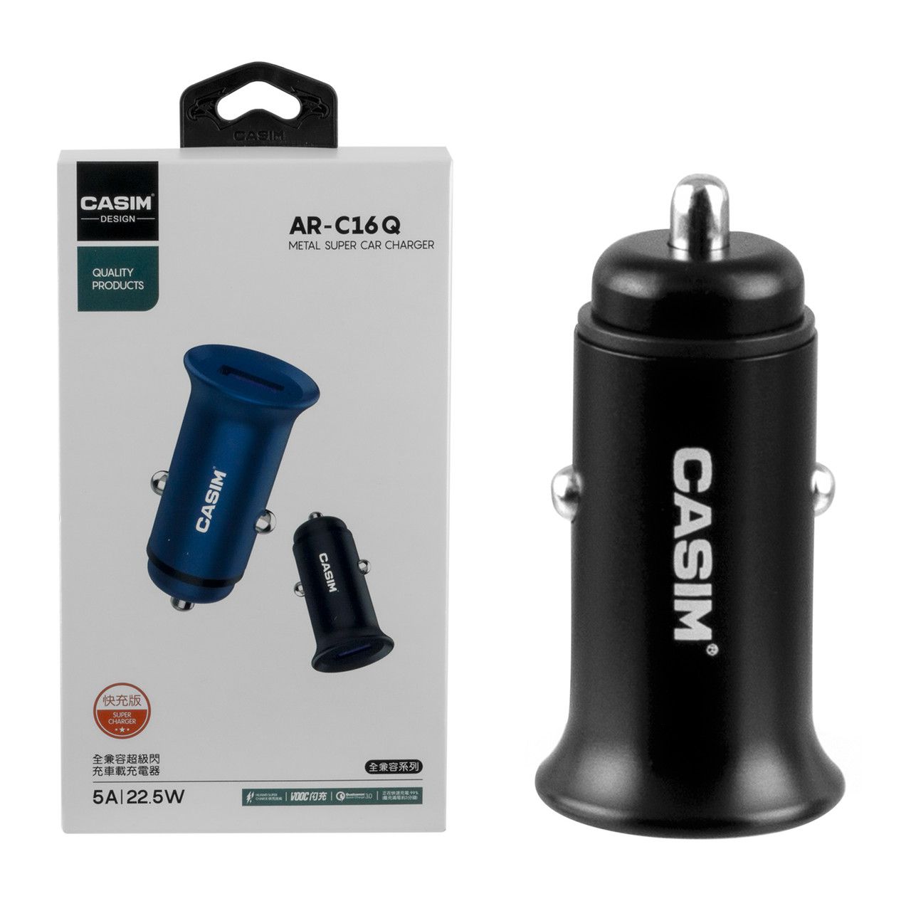 Автомобильное зарядное устройство Casim Ar-C16Q QC3.0 1XUSB 5A/22W, Black