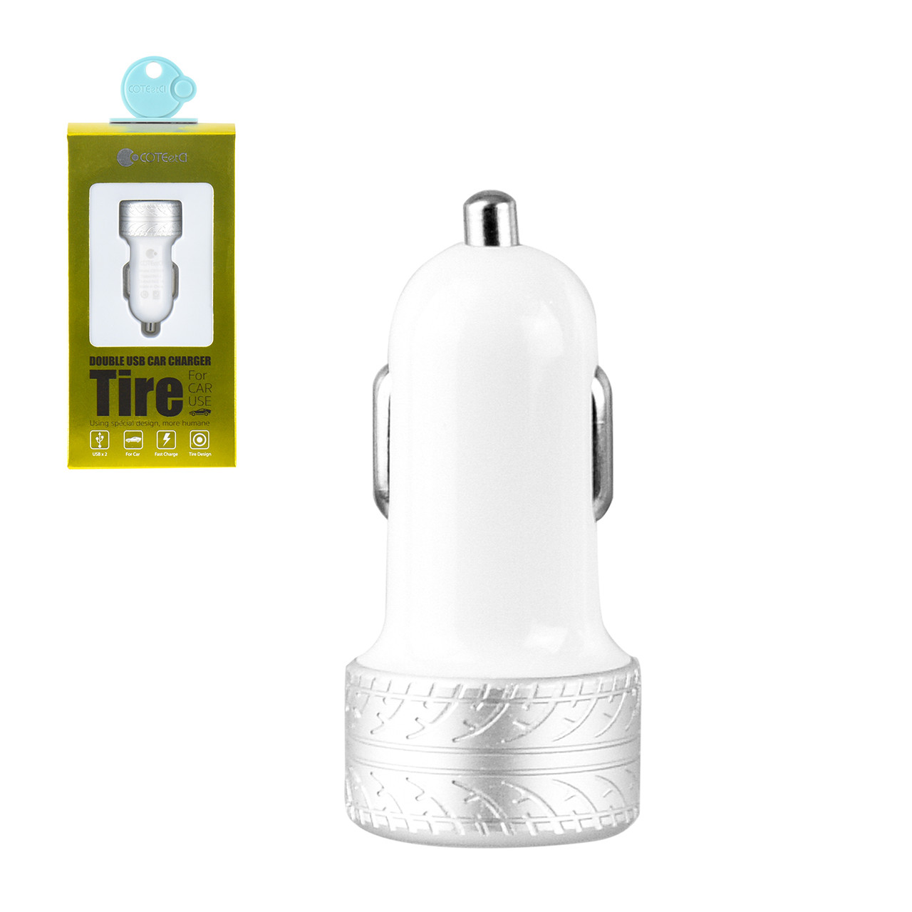 Автомобильное зарядное устройство COTEetCI X1 CS1993-TS 2XUSB 1A/2.1A White/Silver
