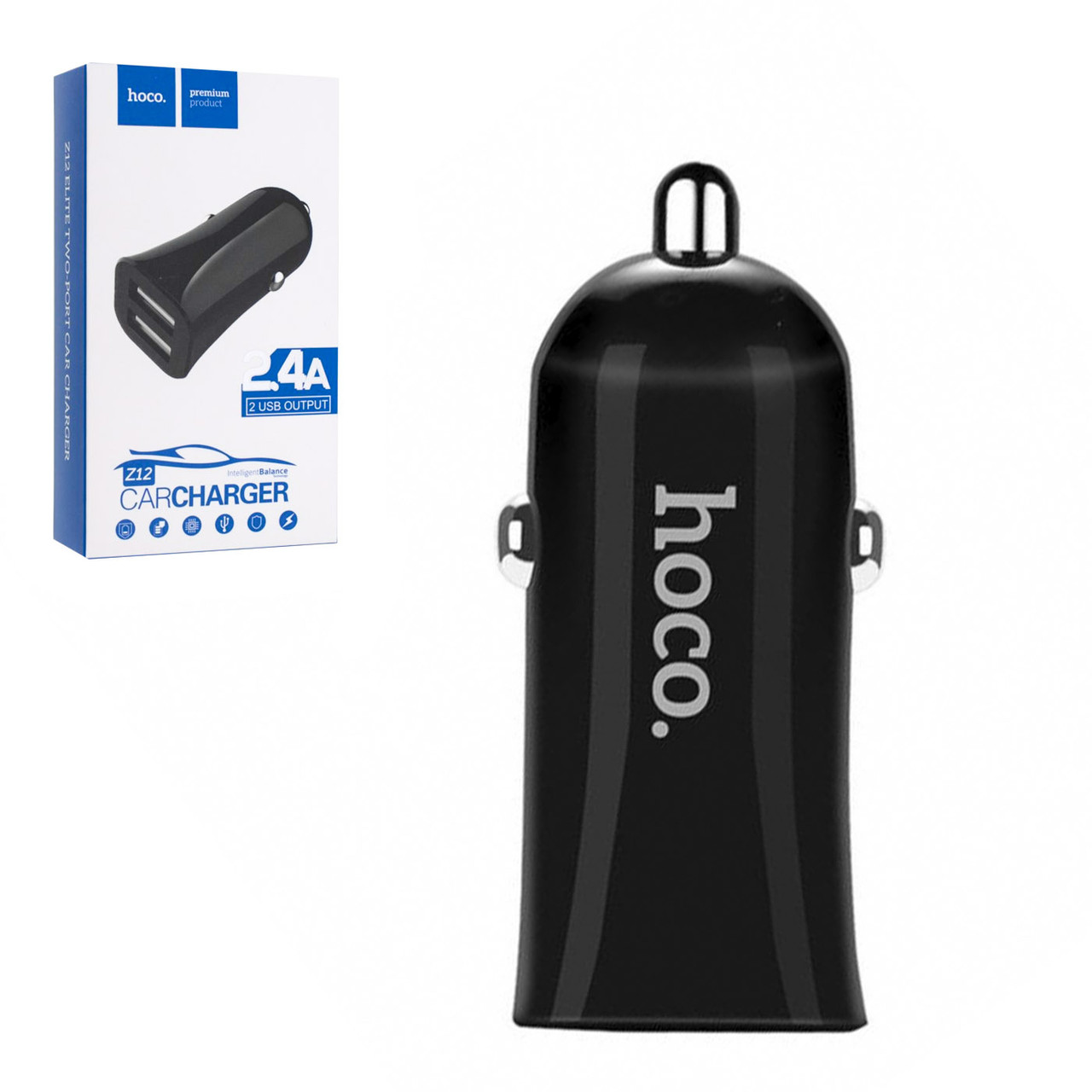 Автомобильное зарядное устройство Hoco Z12 2XUSB 2.4A Black