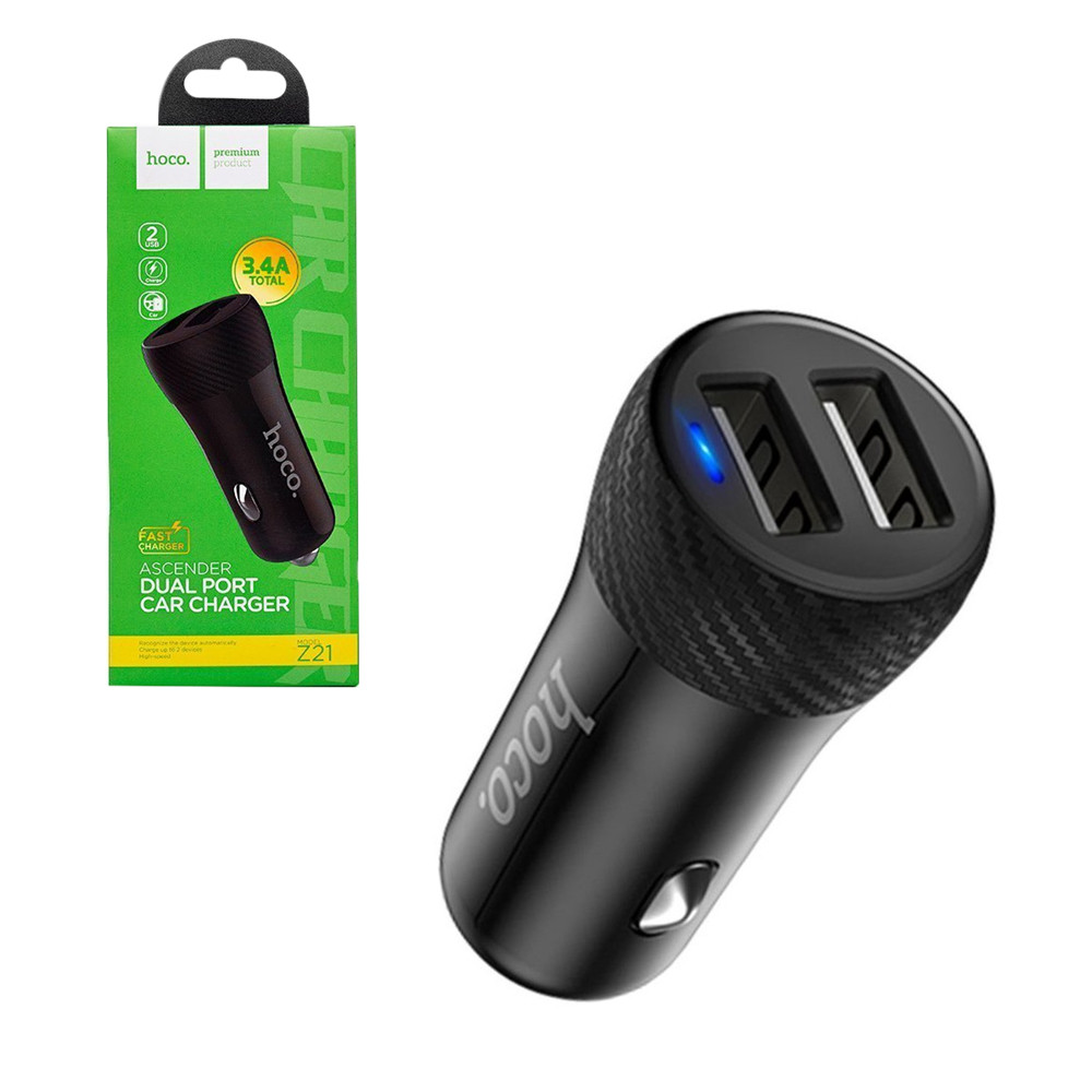 Автомобильное зарядное устройство Hoco Z21 2XUSB 3.4A Black