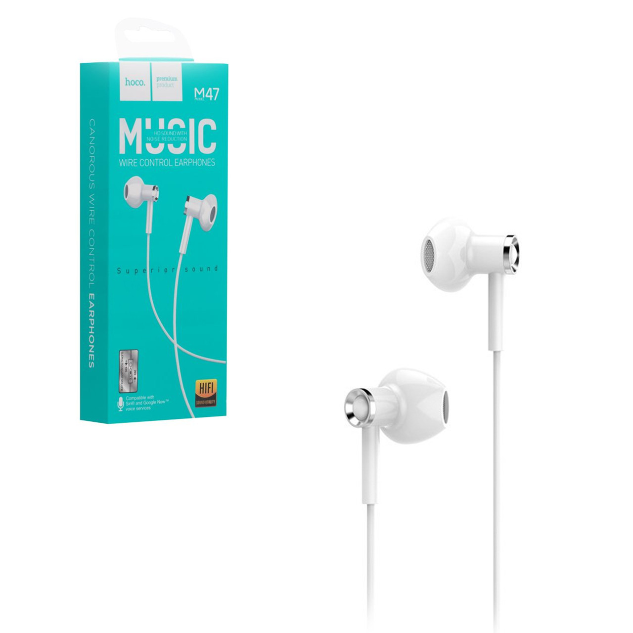 Гарнитура Hoco M47 Canorous wire control White