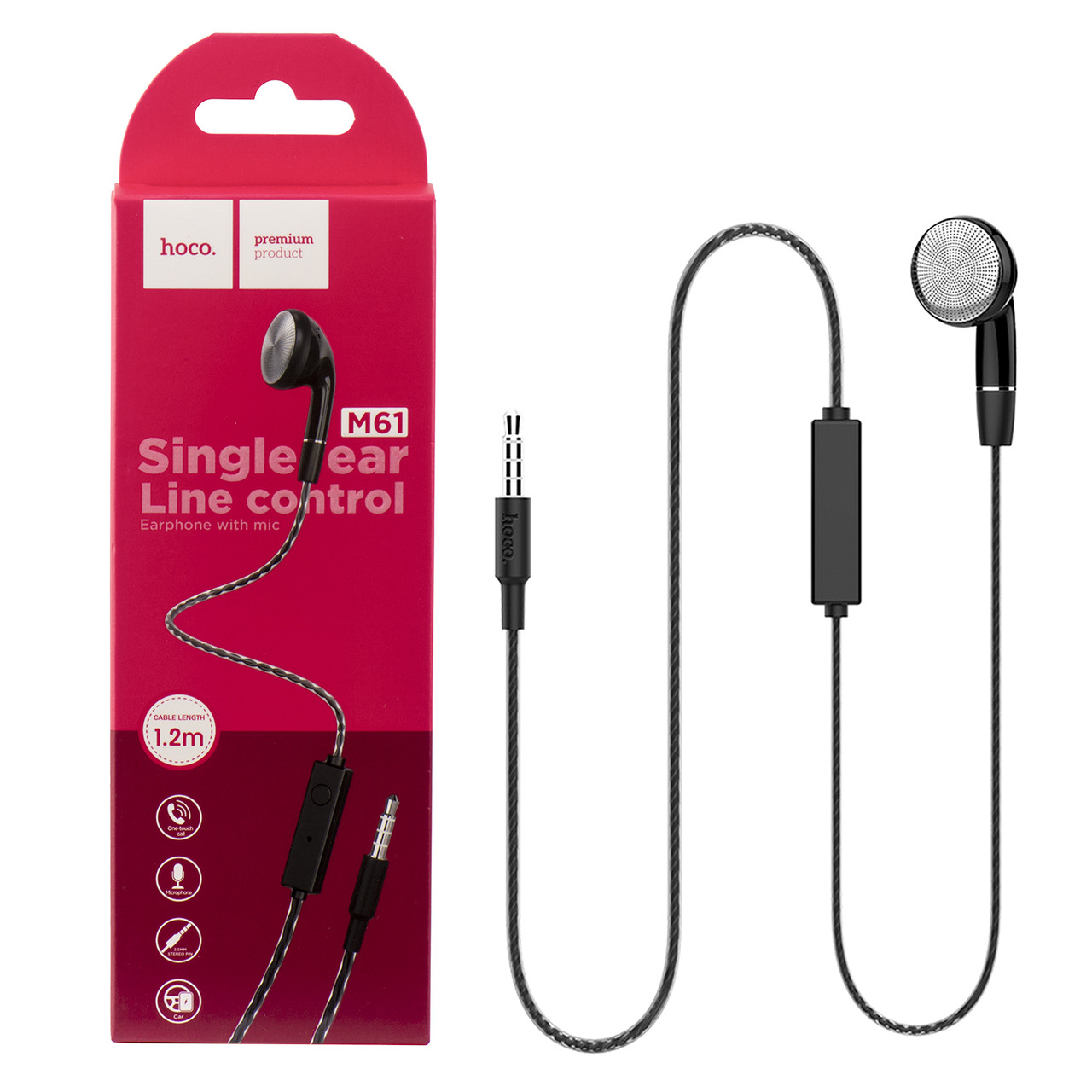 Гарнитура Hoco M61 Single Ear Line Control, Black