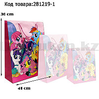 Пакет подарочный L(30х41) для детей из серии My little pony на шнуровке розового цвета с пони